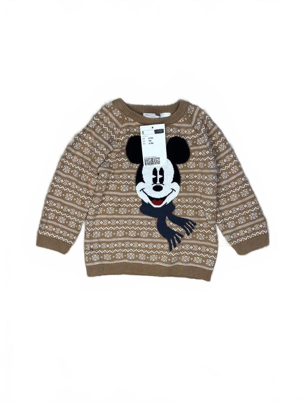 H&M Disney Mickey Tan Knit Sweater 9M NWT